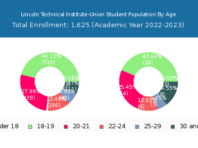 Lincoln Technical Institute-Union 2023 Student Population Age Diversity Pie chart