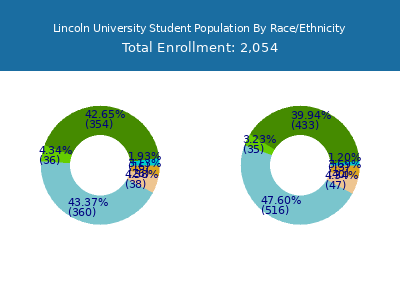 Lincoln University 2025 Student Population by Gender and Race chart