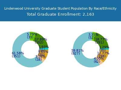 Lindenwood University 2025 Graduate Enrollment by Gender and Race chart