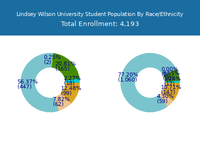 Lindsey Wilson University 2025 Student Population by Gender and Race chart