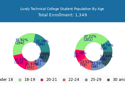 Lively Technical College 2024 Student Population Age Diversity Pie chart