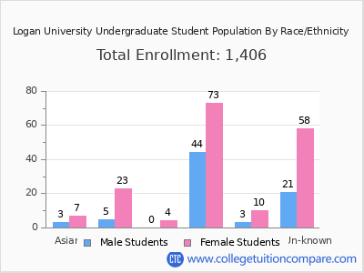 Logan University 2025 Undergraduate Enrollment by Gender and Race chart