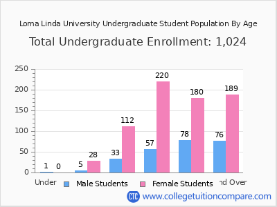 Loma Linda University 2024 Undergraduate Enrollment by Age chart