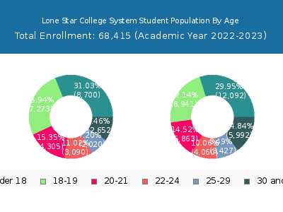 Lone Star College System 2023 Student Population Age Diversity Pie chart
