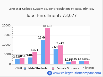 Lone Star College System 2025 Student Population by Gender and Race chart
