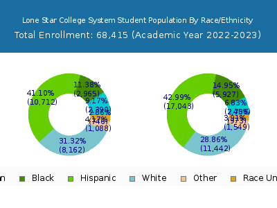 Lone Star College System 2023 Student Population by Gender and Race chart
