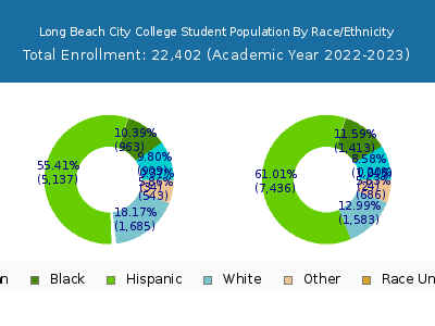Long Beach City College 2023 Student Population by Gender and Race chart