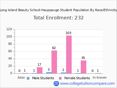 Long Island Beauty School-Hauppauge 2025 Student Population by Gender and Race chart