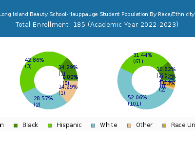 Long Island Beauty School-Hauppauge 2023 Student Population by Gender and Race chart