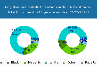Long Island Business Institute 2023 Student Population by Gender and Race chart