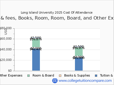 Long Island University 2025 COA (cost of attendance) chart