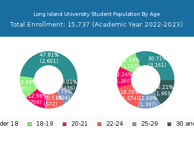 Long Island University 2023 Student Population Age Diversity Pie chart