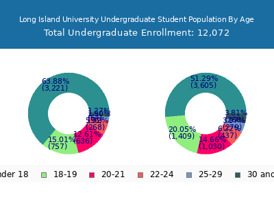 Long Island University 2025 Undergraduate Enrollment Age Diversity Pie chart