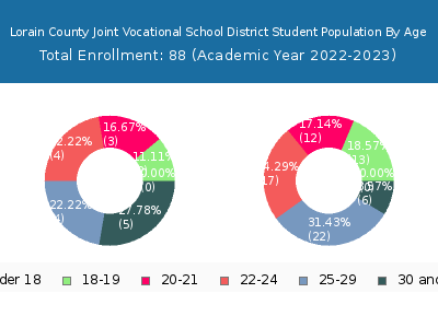 Lorain County Joint Vocational School District 2023 Student Population Age Diversity Pie chart