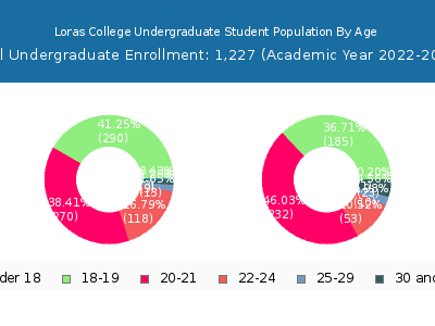Loras College 2023 Undergraduate Enrollment Age Diversity Pie chart