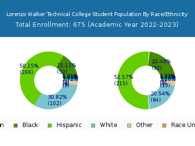 Lorenzo Walker Technical College 2023 Student Population by Gender and Race chart