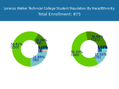 Lorenzo Walker Technical College 2025 Student Population by Gender and Race chart