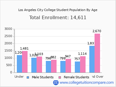 Los Angeles City College 2025 Student Population by Age chart