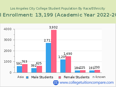 Los Angeles City College 2023 Student Population by Gender and Race chart