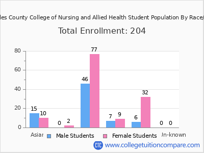 Los Angeles County College of Nursing and Allied Health 2025 Student Population by Gender and Race chart