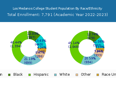 Los Medanos College 2023 Student Population by Gender and Race chart