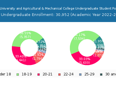 Louisiana State University and Agricultural & Mechanical College 2023 Undergraduate Enrollment Age Diversity Pie chart