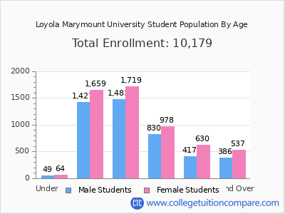 Loyola Marymount University 2025 Student Population by Age chart