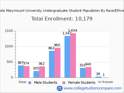 Loyola Marymount University 2025 Undergraduate Enrollment by Gender and Race chart