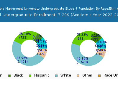 Loyola Marymount University 2023 Undergraduate Enrollment by Gender and Race chart