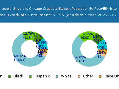 Loyola University Chicago 2023 Graduate Enrollment by Gender and Race chart
