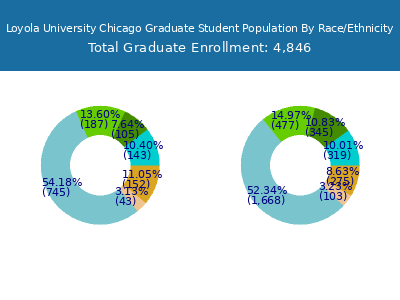 Loyola University Chicago 2025 Graduate Enrollment by Gender and Race chart