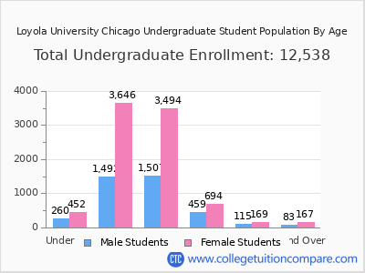 Loyola University Chicago 2025 Undergraduate Enrollment by Age chart