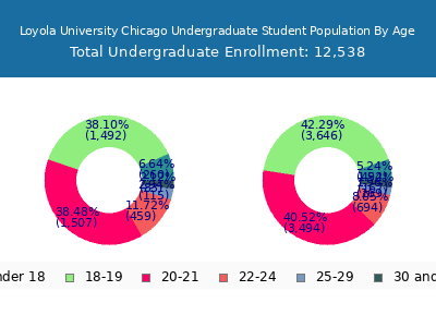 Loyola University Chicago 2025 Undergraduate Enrollment Age Diversity Pie chart