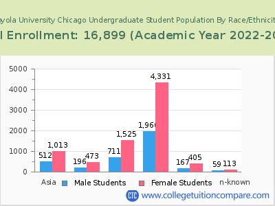 Loyola University Chicago 2023 Undergraduate Enrollment by Gender and Race chart