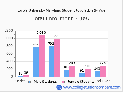 Loyola University Maryland 2025 Student Population by Age chart