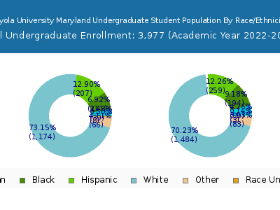 Loyola University Maryland 2023 Undergraduate Enrollment by Gender and Race chart