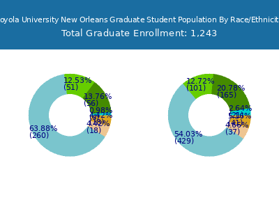Loyola University New Orleans 2025 Graduate Enrollment by Gender and Race chart