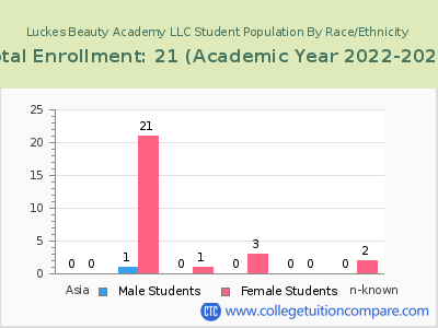 Luckes Beauty Academy LLC 2023 Student Population by Gender and Race chart