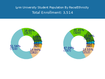 Lynn University 2025 Student Population by Gender and Race chart