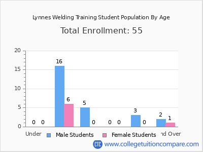 Lynnes Welding Training 2024 Student Population by Age chart