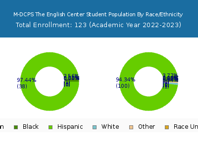 M-DCPS The English Center 2023 Student Population by Gender and Race chart