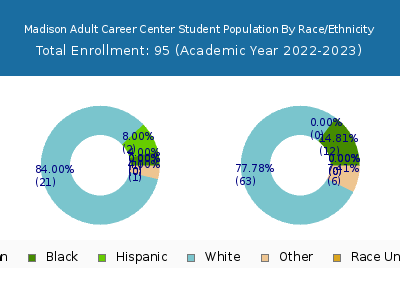 Madison Adult Career Center 2023 Student Population by Gender and Race chart