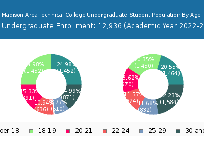 Madison Area Technical College 2023 Undergraduate Enrollment Age Diversity Pie chart