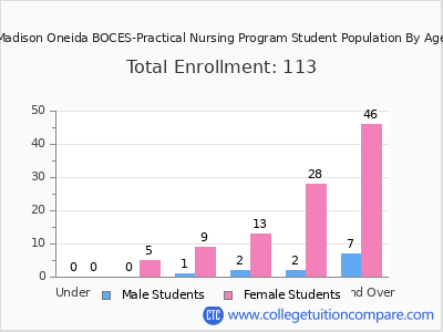 Madison Oneida BOCES-Practical Nursing Program 2025 Student Population by Age chart