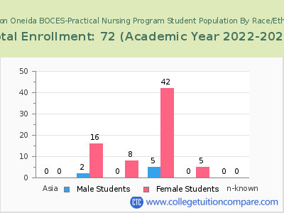 Madison Oneida BOCES-Practical Nursing Program 2023 Student Population by Gender and Race chart