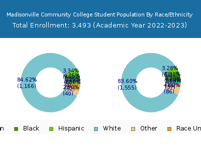 Madisonville Community College 2023 Student Population by Gender and Race chart