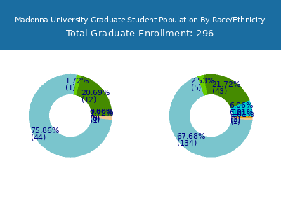 Madonna University 2025 Graduate Enrollment by Gender and Race chart