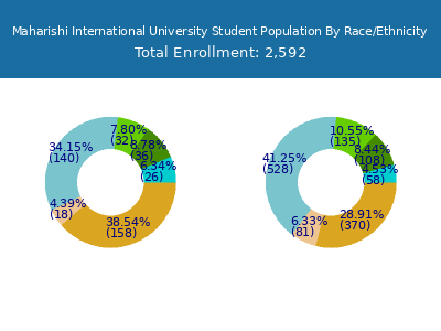 Maharishi International University 2025 Student Population by Gender and Race chart
