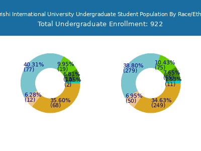 Maharishi International University 2025 Undergraduate Enrollment by Gender and Race chart