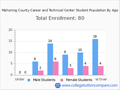 Mahoning County Career and Technical Center 2024 Student Population by Age chart